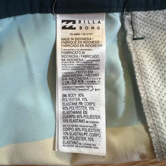 Billabong 73 Spinner Lo Tide Board Shorts 31 | Retro Pastel Stripe Swim Trunks - Picture 9 of 9